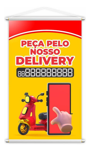 Banner Peça Pela Delivery Telefone Contato Motoboy 80x50cm