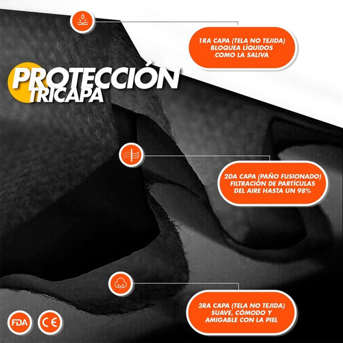 Imagen 5 de 8 de Cubrebocas Negro 200 Pz Tapabocas Rosa Tricapa Termosellado