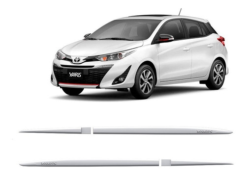 Jogo Friso Lateral Toyota Yaris 2018 A 2022 Branco Polar