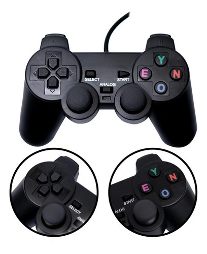 Kit 2 Controles Jogos Ps2 Com Fio Manete Resistente A Quedas