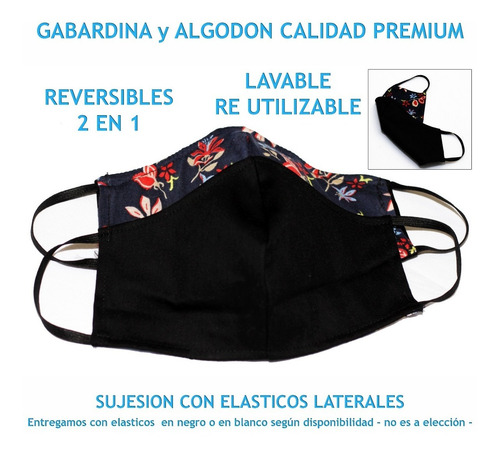 Imagen 5 de 10 de Barbijo Tapaboca Lavable Bolsillo Reversible Por Mayor X 50