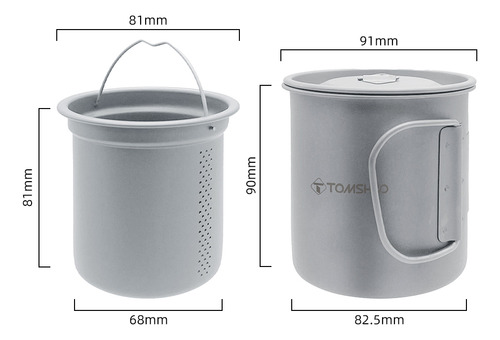 Taza Tomshoo De Titanio Para Acampar, 450 Ml, Para PĂcnic, C