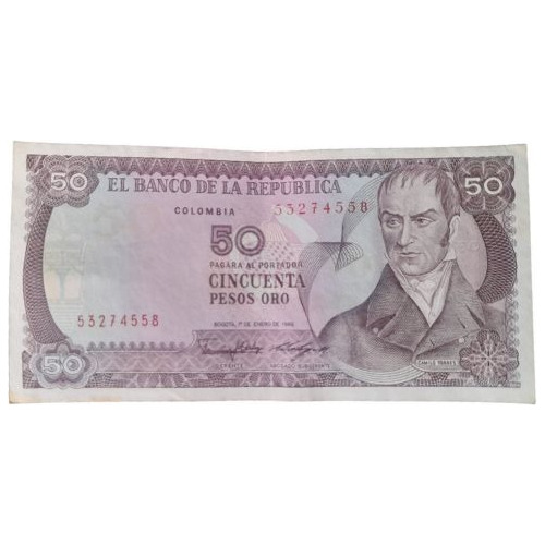 Billete 50 Pesos 1 Enero 1986 Colombia Como Nuevo