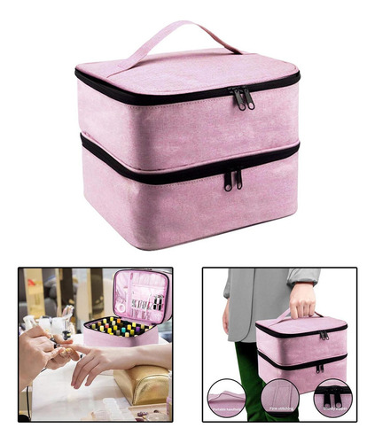 Bolsa De Almacenamiento De Esmalte De Uñas Portátil Rosa
