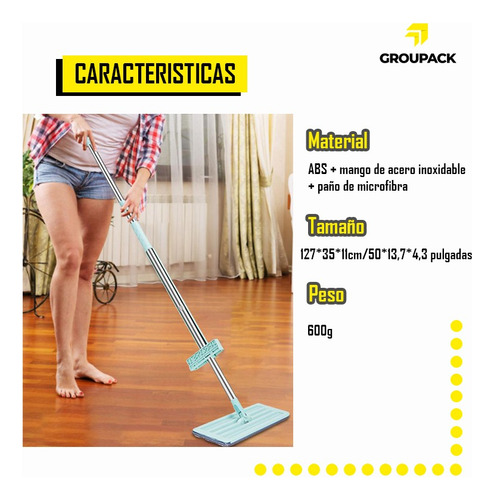 Trapeador Microfibra Fregona Plana Limpieza Total Mop