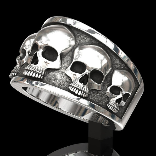 Anillos Punk Skull Band De Acero Inoxidable Para Hombre Y Mu