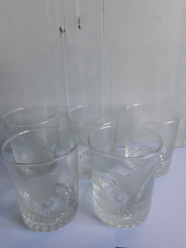 5 Vasos Avu  Vidrio Grabados Al Ácido 