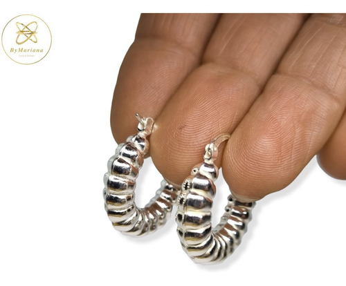 Imagen 2 de 6 de Aros Plata Inflada Argolla