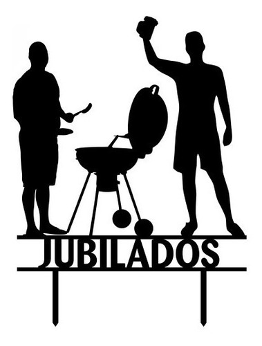 Topper Cake Adorno Torta Amigos Jubilados Parrilla Asado