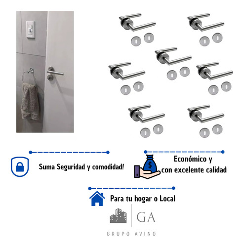 Picaporte Puerta Chapa Acero Inoxidable.deptox7