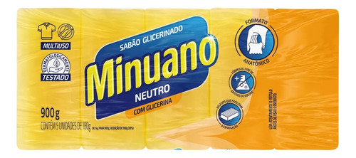 Sabão Em Pedra Minuano Glicerinado Multiuso Neutro 900g