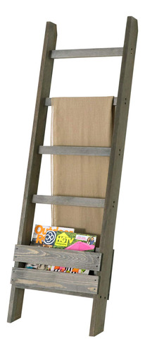 Mygift Escalera De Manta De Madera Maciza Gris Con .