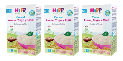 Hipp Orgánico Cereal Avena, Trigo Y Maíz - 3 Pack (810 Gr)