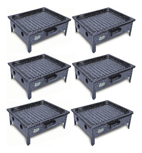 Set 6 Brasero Enlozado Parrilla Para Mesa, Portatil Asado