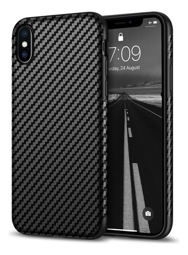 Tasikar Compatible Con iPhone X Xs Case Good Grip Slim Carbo