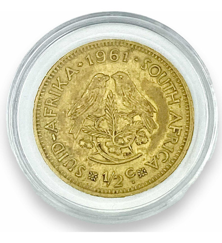 Wow Interesante Moneda De Sudáfrica De 1/2 Centavo Año 1961 (Usado)