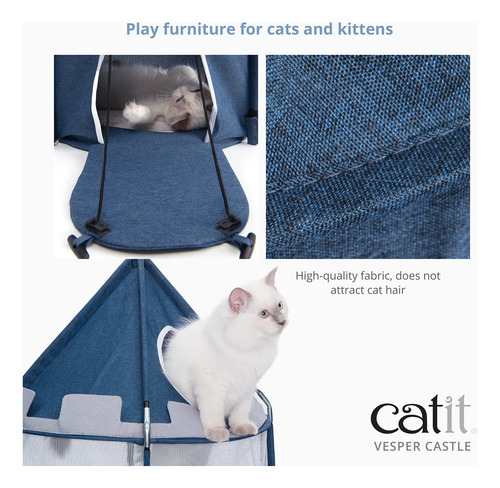 Cat Tower Catit Vesper Castle, Plegable De 2 Niveles, Azul