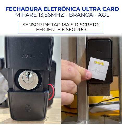 Fechadura AGL Ultra Card Mifare 13,56MHz Branca Versão 2025