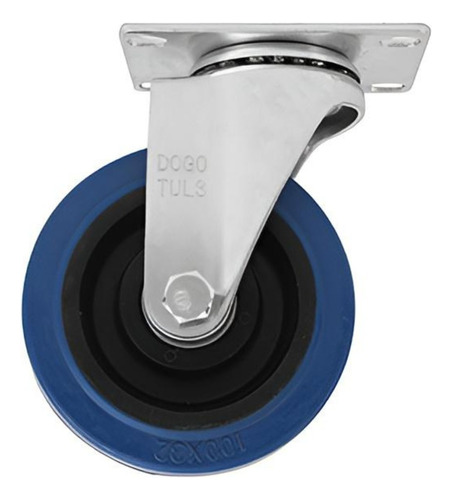4 Pzs Rueda Goma Elastica Giratoria Dogotuls Rodaja Azul 4´´