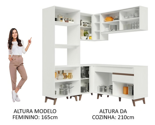 Mueble de cocina de esquina completo Madesa Reims 332001, color blanco