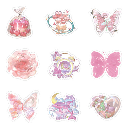 Pegatinas De Dibujos Animados Con Láser Rosa Para Niños Peg