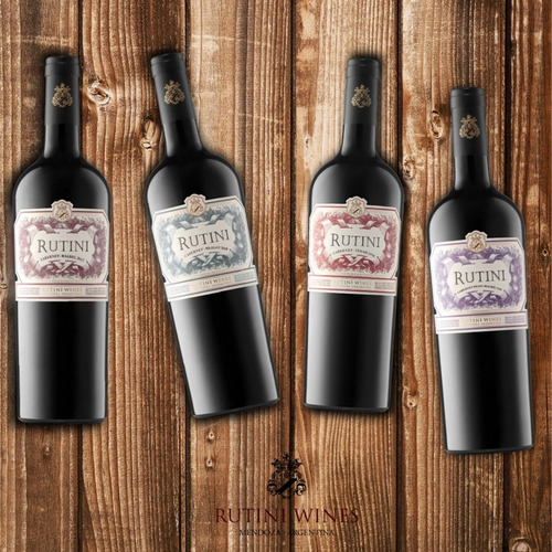 Imagen 3 de 10 de Vino Rutini Coleccion X 4 Con Estuche Para Regalo Bivarietal