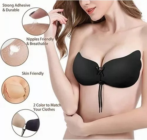 ` 2p Bra Nubra Brasier Strapless Push Up Invisible Sin