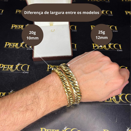 Pulseira Elos Duplos 25 Gramas 12mm Ouro 18k Frete Gratis