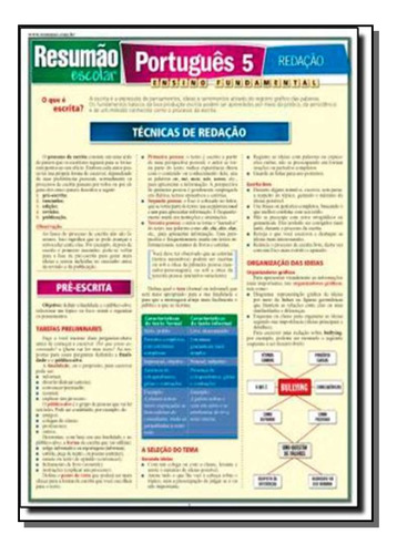 Libro Resumao Escolar Portugues 5 Redacao De Leme Odilon Soa