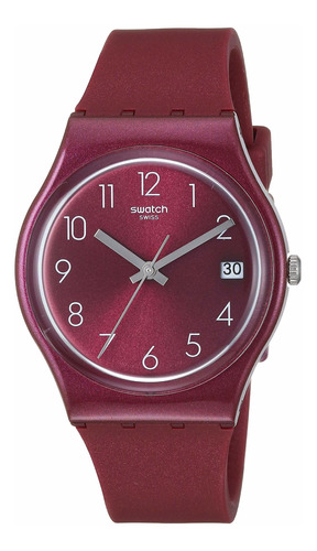 Reloj Mujer Swatch Gr405 Cuarzo 34mm Pulso Rojo En Silicona