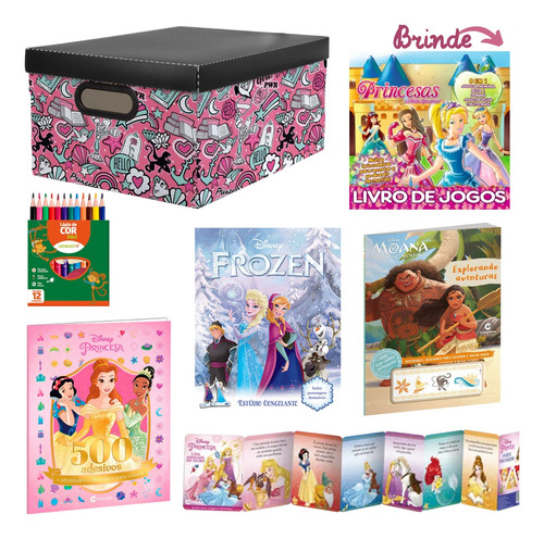 Kit Livros Infantis Princesas Disney Castelo Encantado Com Adesivos Kit Com 4 Livros Disney Livro Infantil Para Ler E Se Divertir, Complete O Cenário Culturama