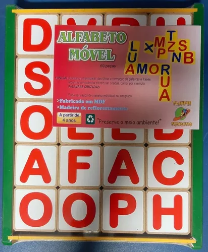 Kit Jogo Educativo Alfabeto e Numerais Coloridos em MDF