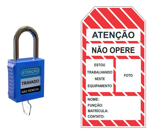 Kit Bloqueio Loto Cadeado+ Etiqueta Não Opere Tagout Lockout
