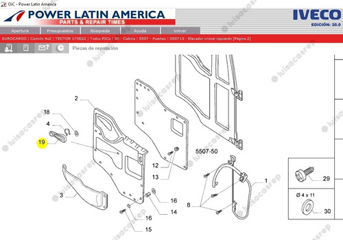 Manilla Eleva Vidrio 504001041 Iveco Tector Y Cavallino