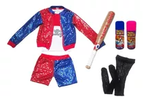 Fantasia Arlequina Completa Regata, Shorts, Jaqueta e Cinto, Roupa  Infantil para Menina Sulamericana Usado 61068276