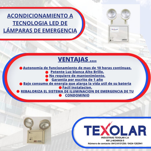 Lámpara De Emergencia. Acondicionamiento A Led Alto Brillo