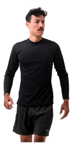 Camisa Gola Alta Proteção Uv 50+ Preta Academia Treino Fit