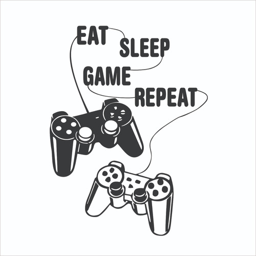 Vinilo Decorativo Pared - Gamer - Comer Jugar Dormir Repetir