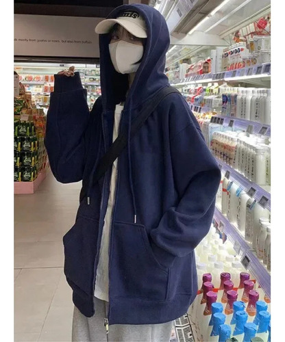 Chaqueta Tipo Sudadera Holgada Con Capucha Para Mujer