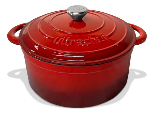 Olla Hierro Fundido Esmaltada Ultrachef 28cm 6 Litros Color Rojo