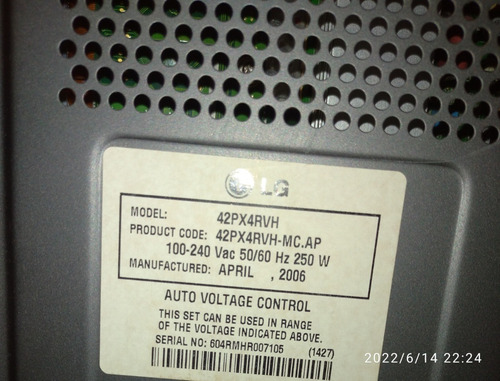 Imagen 2 de 3 de Tv Plasma LG 42 Pulgadas, Para Ser Reparado.