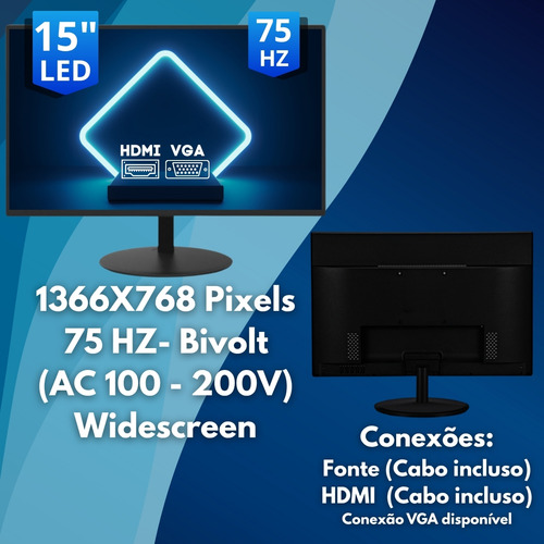 Pc Completo Intel I3 4gb Ssd 120gb Monitor 15 E Fone Headset
