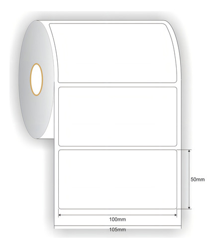 10 Rolos Etiquetas Couche Adesiva 100x50 Mm 10x5 Cor Branco Opcao Etiquetas