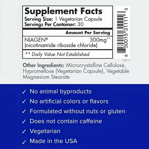 2025 Tru Niagen 300 Mg Potenciator Nad+ Anti-envejecimiento