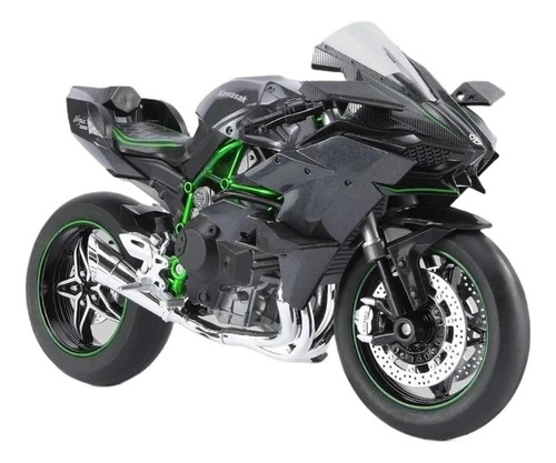 Motocicleta 1:9 Kawasaki Ninja H2 R Con Luz Y Sonido 23 Cm Color Negra
