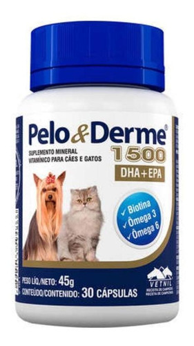 Pelo E Derme 1500 30 Capsulas Vetnil Omega 3 E 6