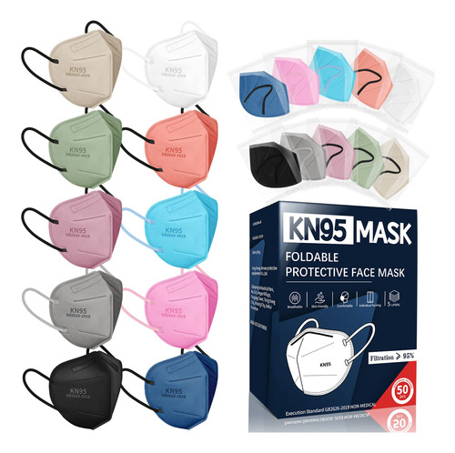 Mscaras Faciales Kn95 Para Adultos, 50 Paquetes De 10 Colore