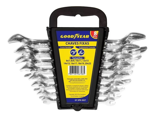 Jogo De Chaves Fixas Cr-v 6 A 22 Mm 8 Pcs Goodyear Gyspk5027