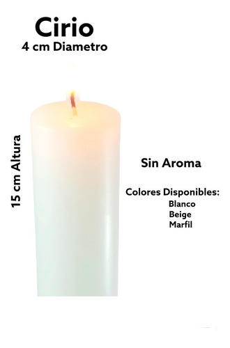 Imagen 2 de 4 de Cirios Velas Decorativos Lisos (4x15cm) 25pz Sin Aroma