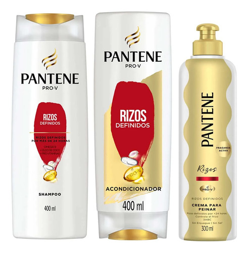 Pantene Rizos Definidos 400ml Shampoo + Acondicionad + Crema